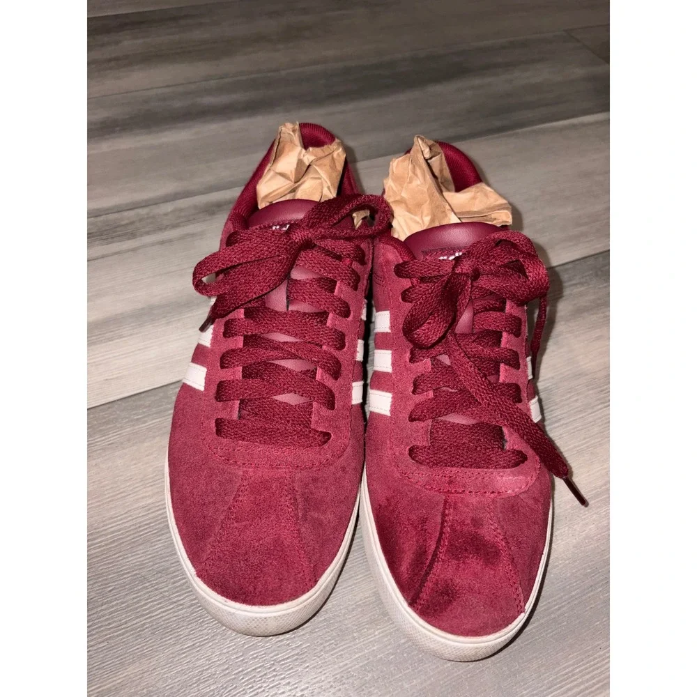 Adidas Neo VL Court 2.0 Burgundy Suede Sneakers Womens Size 7 CG5819 Wine Red